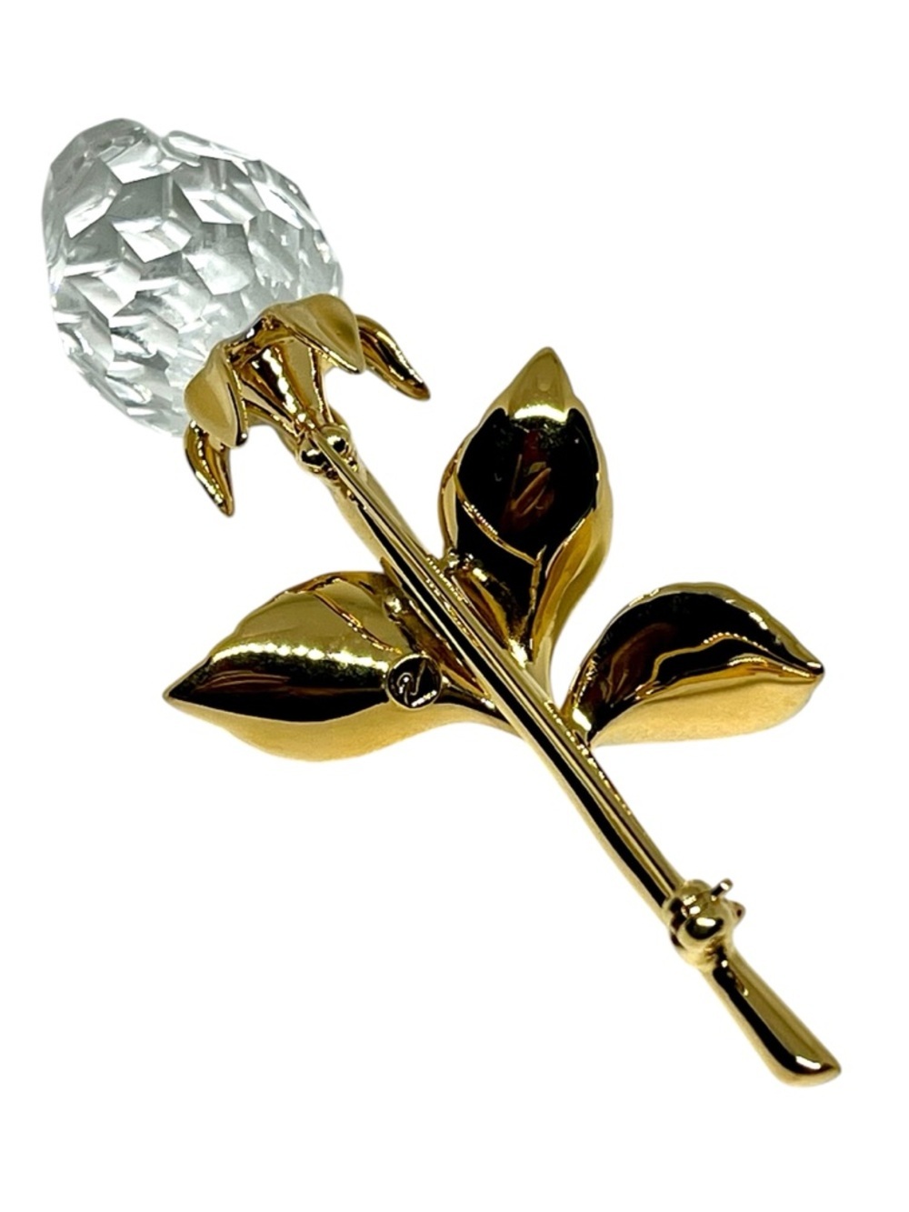 Swarovski Rose with Crystal Bud Brooch, Vintage 1997